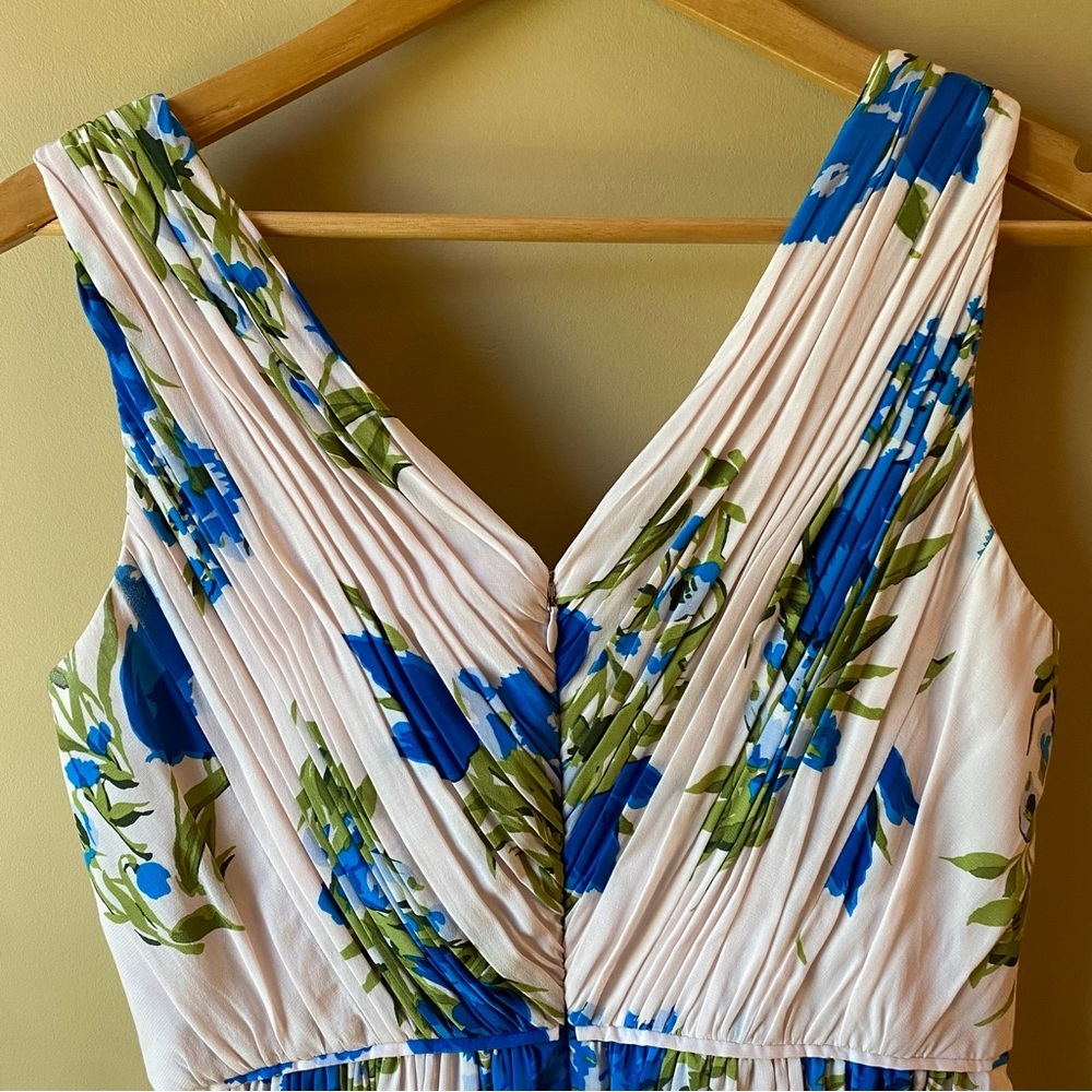 Boden Women’s Serena Swishy Pink Blue Floral Dress V Neck Size 6R - Picture 5 of 13
